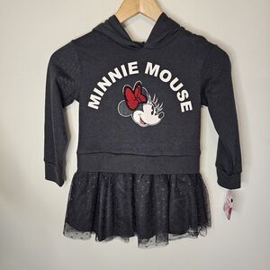 NWT Minnie Mouse Kids Hoodie Dress Black Size 4/5